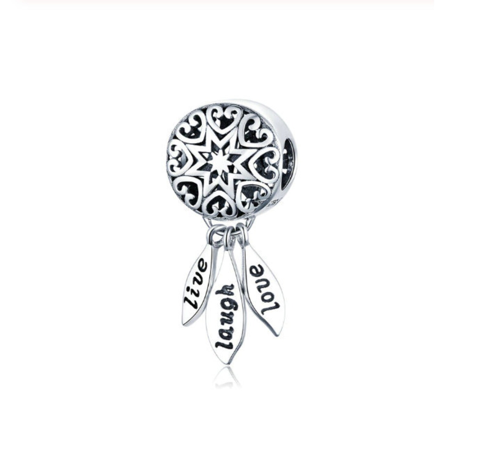 Live Laugh Love Dream Catcher Charm Sterling Silver Silver Etsy