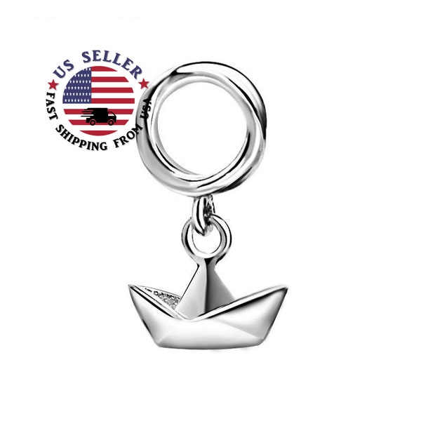 Origami Boat Charm - Sterling Silver Origami Boat Charm - Origami Boat Hat Charm - Paper Boat Charm - Fits all Charm Bracelets