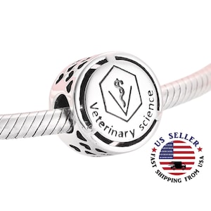 Veterinary Science Charm Sterling Silver - Veterinarian Charm - Veterinary Bead - Veterinarian Gift -  Fits all Charm Bracelets