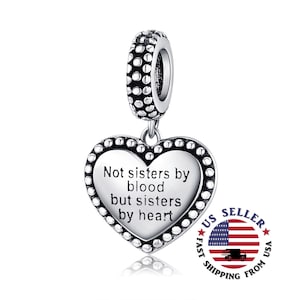 Sisters by Heart Charm Sterling Silver - Sister Love Charm - Sister from another mister - Best Friend Charm - Fits All Charm Bracelets