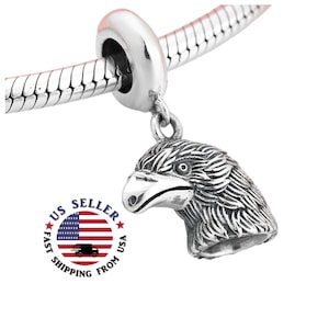Bald Eagle Charm Sterling Silver - Silver Eagle Charm - Bald Eagle Pendant - Eagle head Charm - Golden Eagle Charm- Fits all Charm Bracelets