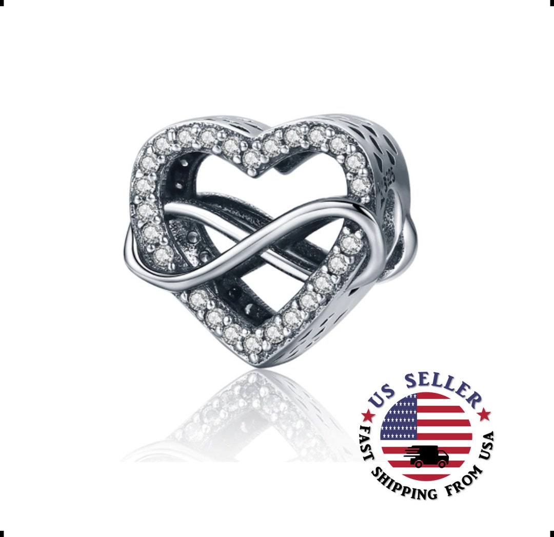 Endless Love Heart Charm Sterling Silver Infinity Heart Charm Love Forever Charm Heart Charm ...