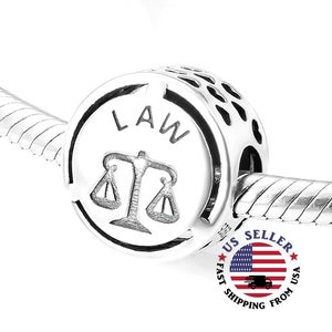 Law Charm Sterling Silver - Lawyer Charm - Lawyer Gift - Lawyer Bead - Law Jewelry - Law Grad Gift -  Fits all Charm Bracelets