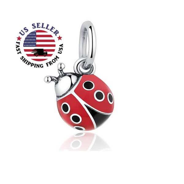 Silver Ladybug Charm - Sterling Silver Ladybug Charm - Lady Bug Charm - Ladybird Charm - Red Bug Charm - Fits all Charm Bracelets