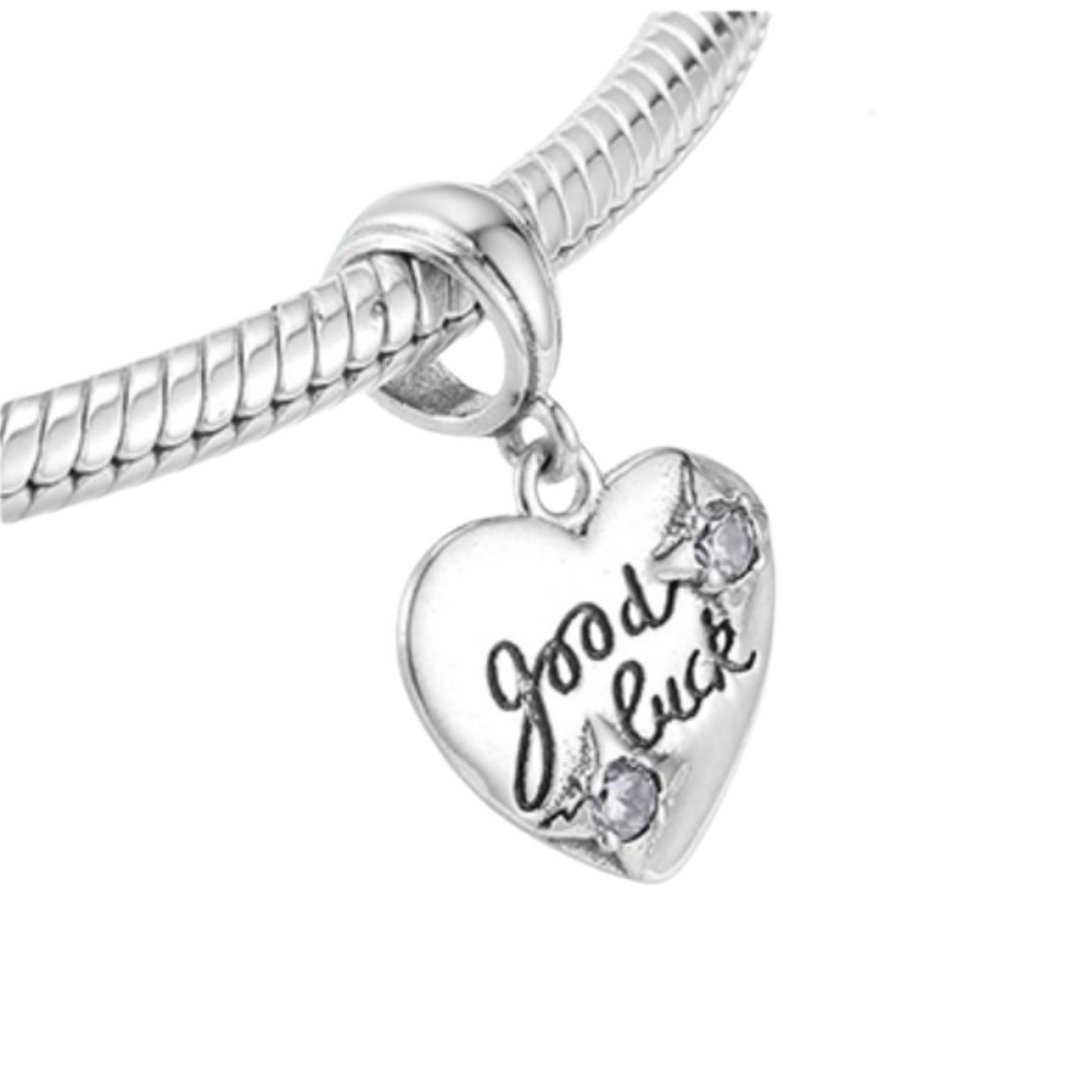 Good Luck Heart Charm Sterling Silver Good Luck Pendant Etsy