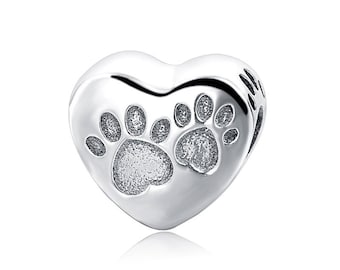 Charm "Mi Dulce Mascota" de Plata de Ley - Charm "Mi Mascota" - Charm "Amo a los Perros" - Charm de Corazón de Perro - Charm "Mamá Perruna" - Se adapta a todas las Pulseras de Charms