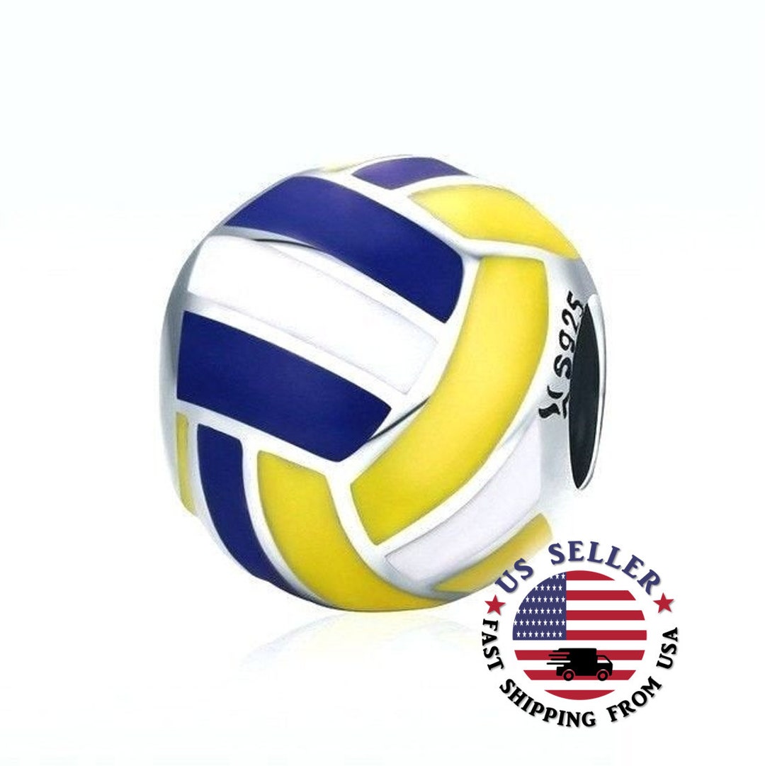 Volleyball Charm Sterling Silver Volleyball Bead Love Volleyball Charm