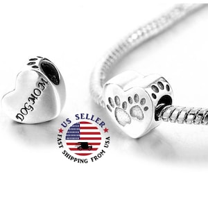 Silver Dog Mom Charm - Sterling Silver Dog Mom Charm - Love Dogs Charm - Dog Mother Charm - Dog Charm - Fits all Charm Bracelets