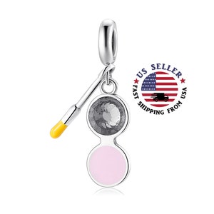 Makeup Blush Brush Charm Sterling Silver -Makeup Charm - Makeup Artist Charm - Makeup Pendant - Cosmetics charm -Fits all Charm Bracelets