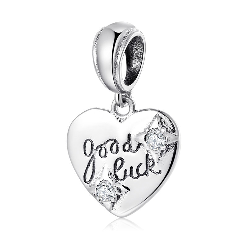 Good Luck Heart Charm Sterling Silver Good Luck Pendant Etsy