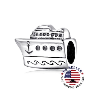 Cruise Ship Charm Sterling Silver Charm - Silver Cruise Charm - Boat Charm - Charm Bracelet - Gift for Her - Fits all Charm Bracelets
