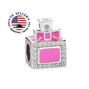 Parfüm Flasche Anhänger Sterling Silber - Parfüm Flasche Perle - Rosa Parfüm Anhänger - Signatur Duft Anhänger - Passend für alle Charm Armbänder