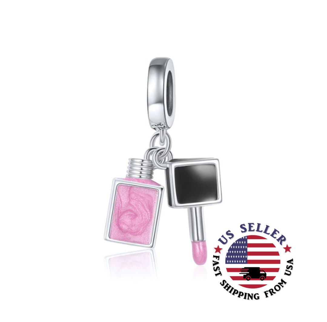 Nail Polish Charm Sterling Silver Enamel Pink Nail Polish Etsy