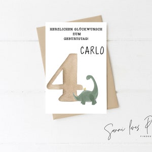Karte zum Geburtstag| Postkarte| Glückwunschkarte| Dinosaurier| Baby  Mädchen, Junge| personalisiert| 1.Geburtstag bzw. individuelle Zahl