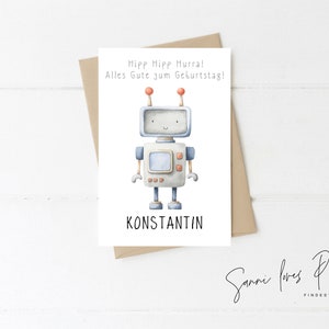 Karte zum Geburtstag| Postkarte| Glückwunschkarte| Birthday| Junge  Mädchen| personalisiert| Motiv Roboter
