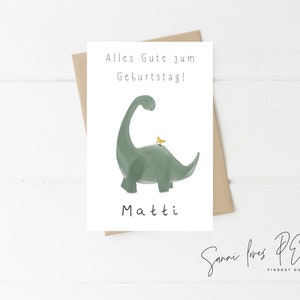 A6 Karte zum Geburtstag, Dinosaurier Illustration, Kindergeburtstag