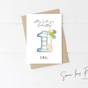 Karte "Alles Liebe zum Geburtstag"| Postkarte| Glückwunschkarte| Zahl mit Teddy| individuell| personalisiert| A6 Postkarte Illustration