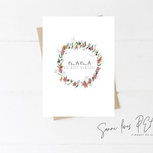 A6 Postkarte "Muttertag", Karte, Motiv Blumenkranz Illustration