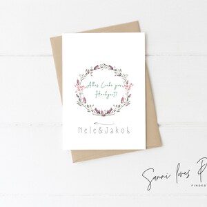 Karte zur Hochzeit, Rosenkranz Motiv, Glückwunschkarte, personalisiert