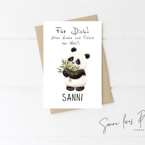 Karte "Für Dich! Alles Liebe &Glück der Welt"| Postkarte| Glückwunschkarte| Junge  Mädchen| personalisiert| Motiv Panda Illustration