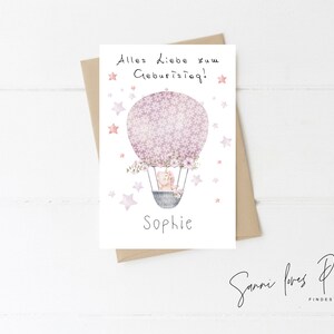 A6 Karte zum Geburtstag, Motiv Einhorn oder Hase, Illustration, Kindergeburtstag, personalisiert