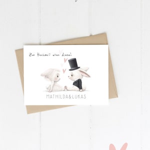 Karte zur Hochzeit, Hasenpaar  Motiv, Glückwunschkarte, personalisiert