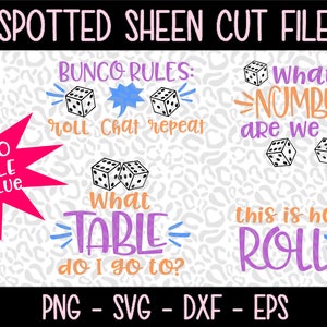 Bunco Bundle  PNG SVG eps and dxf Files for Cutting Machines Cameo or Cricut