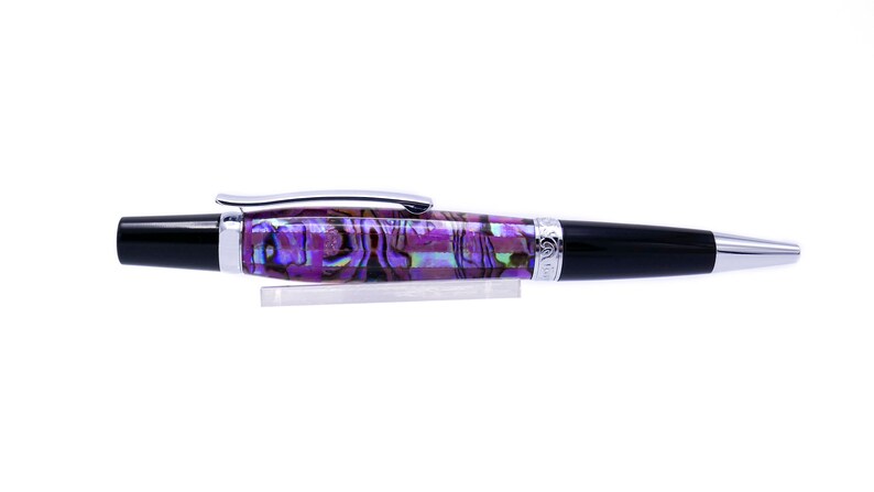 Purple Paua Abalone Shell Twist Ballpoint Pen Paul Cress Signature Beautiful one of a kind gift!