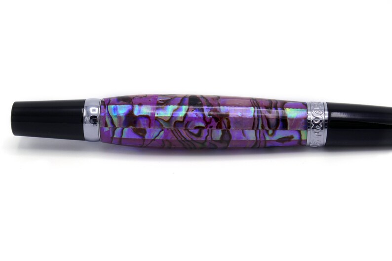 Purple Paua Abalone Shell Twist Ballpoint Pen Paul Cress Signature Beautiful one of a kind gift!