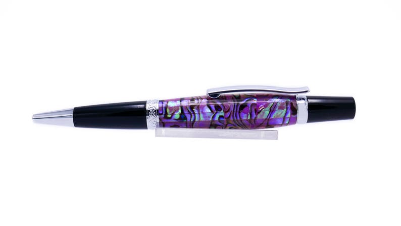 Purple Paua Abalone Shell Twist Ballpoint Pen Paul Cress Signature Beautiful one of a kind gift!