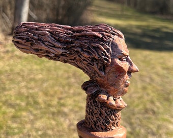 Banshee Walking Stick | Made in the USA | Hand Carved Hiking Staff | Decorative Cane | Ornamental Handstaff