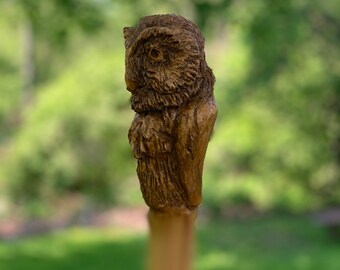 thumbnail image 2 of Hand-Made Owl Carving Walking Stick - Strong Hiking Staff From Creation Carvings (USA) 2 of 4