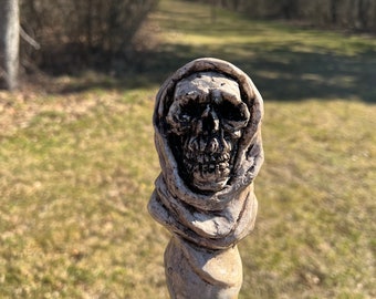 Grim Reaper Walking Stick | Made in the USA | Hand Carved Hiking Staff | Decorative Cane | Ornamental Handstaff