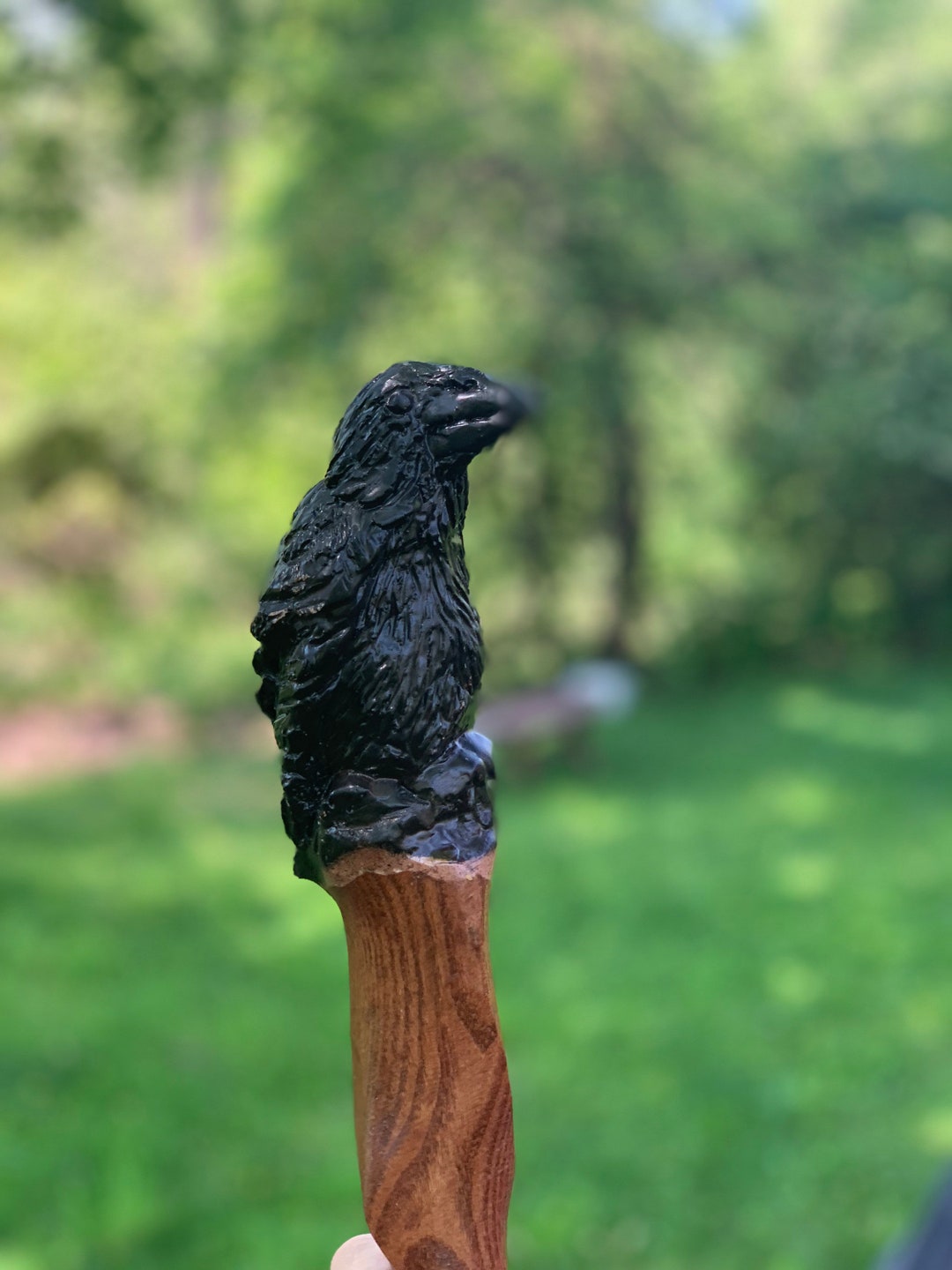 Raven Using Sticks Hand Carved Raven Walking Stick: USA Made Hiking Staff - Etsy