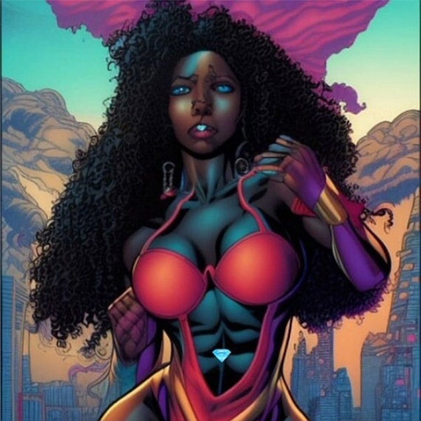 Black Female Comic Book/Superhero Character AI Art JPG