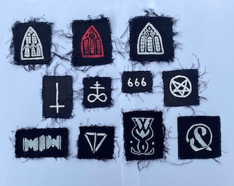 Hand Painted Gothic Patches, Band Patches - Iron On | Motionless In White, While She Sleeps, Citizen Soldier, Witch Symbols, Gothic Windows