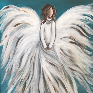 Angel Art, Angel Print, Angel Decor, Giclee Print - &quot;Guardian Angel&quot; Original Acrylic Painting Art Print (11&quot;x14&quot;)