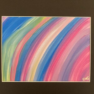 Small Abstract Acrylic Painting on Canvas Paper, Pastel-Colored Abstract Art, Abstract Original Painting, Matted Art (9&#39; x 12&quot;)