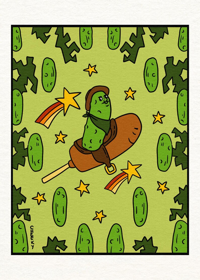Pickle World Domination Art Print – Funny Food Wall Art – Dill Pickle ...