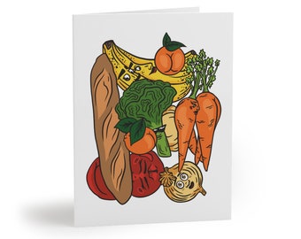 Bountiful Booties Greeting Card, funny card for friends, just because note card, blank inside, cute illustration, fruits and veggies, punny