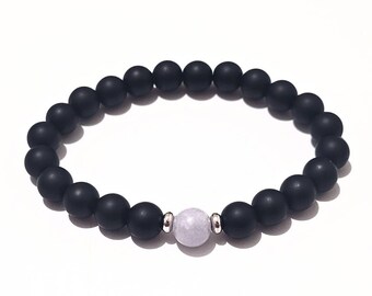 Personalized Natural Stone Birthstone Beads Bracelet with initial / zodiac charm