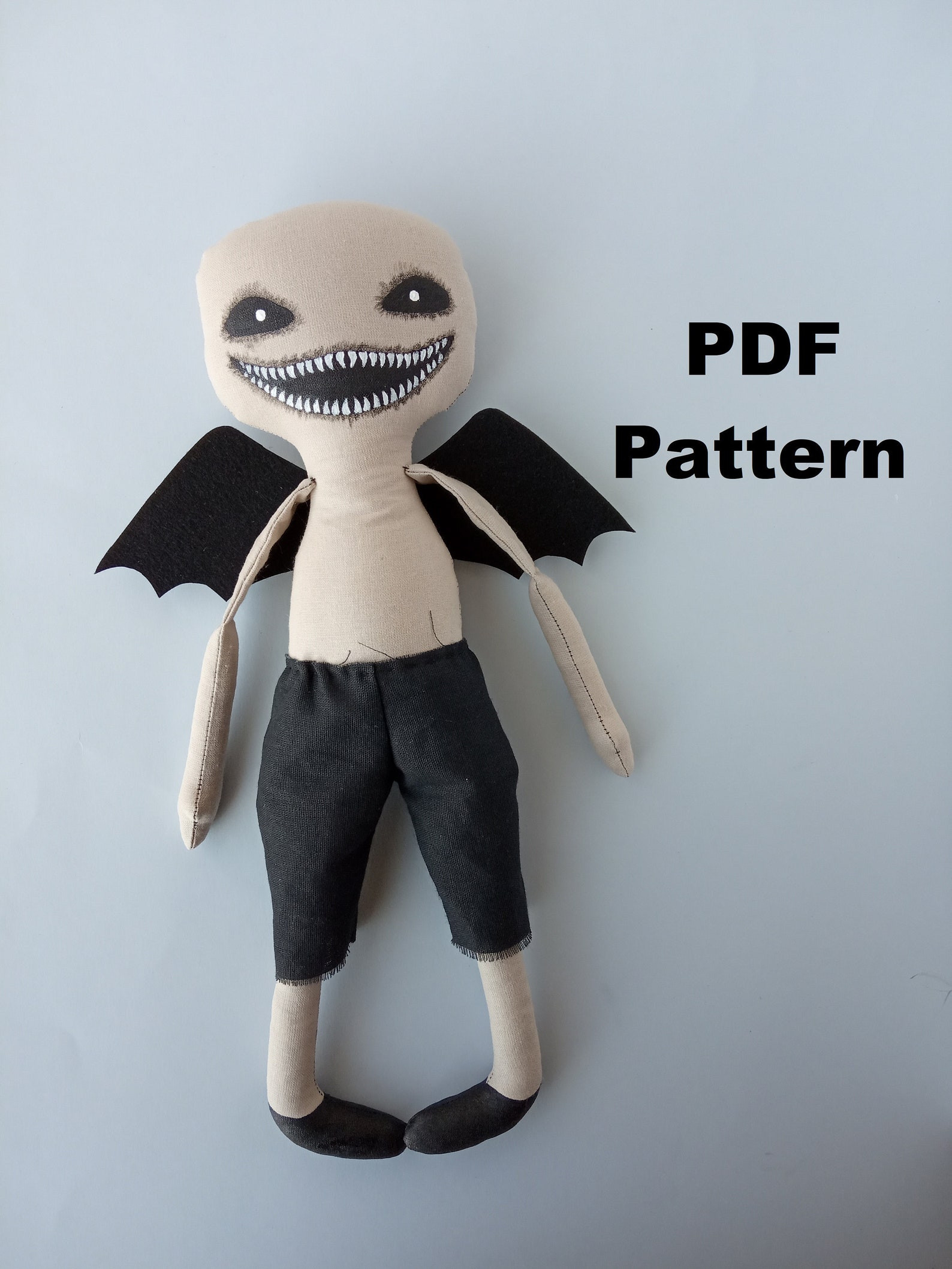 Horror doll sewing pattern Creepy cute toy tutorial Goth decor | Etsy