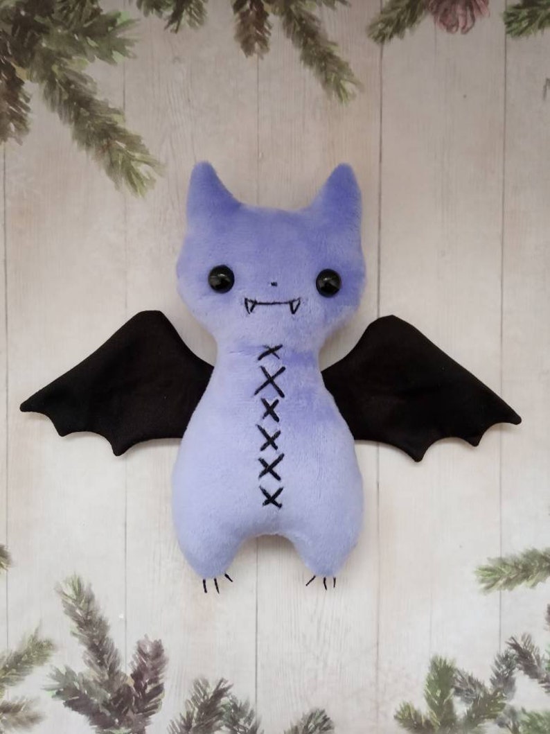 Creepy Cute Plush Bat Pastel Goth Decor Stuffed Bat Cute Plushie Halloween Decor Bat Doll