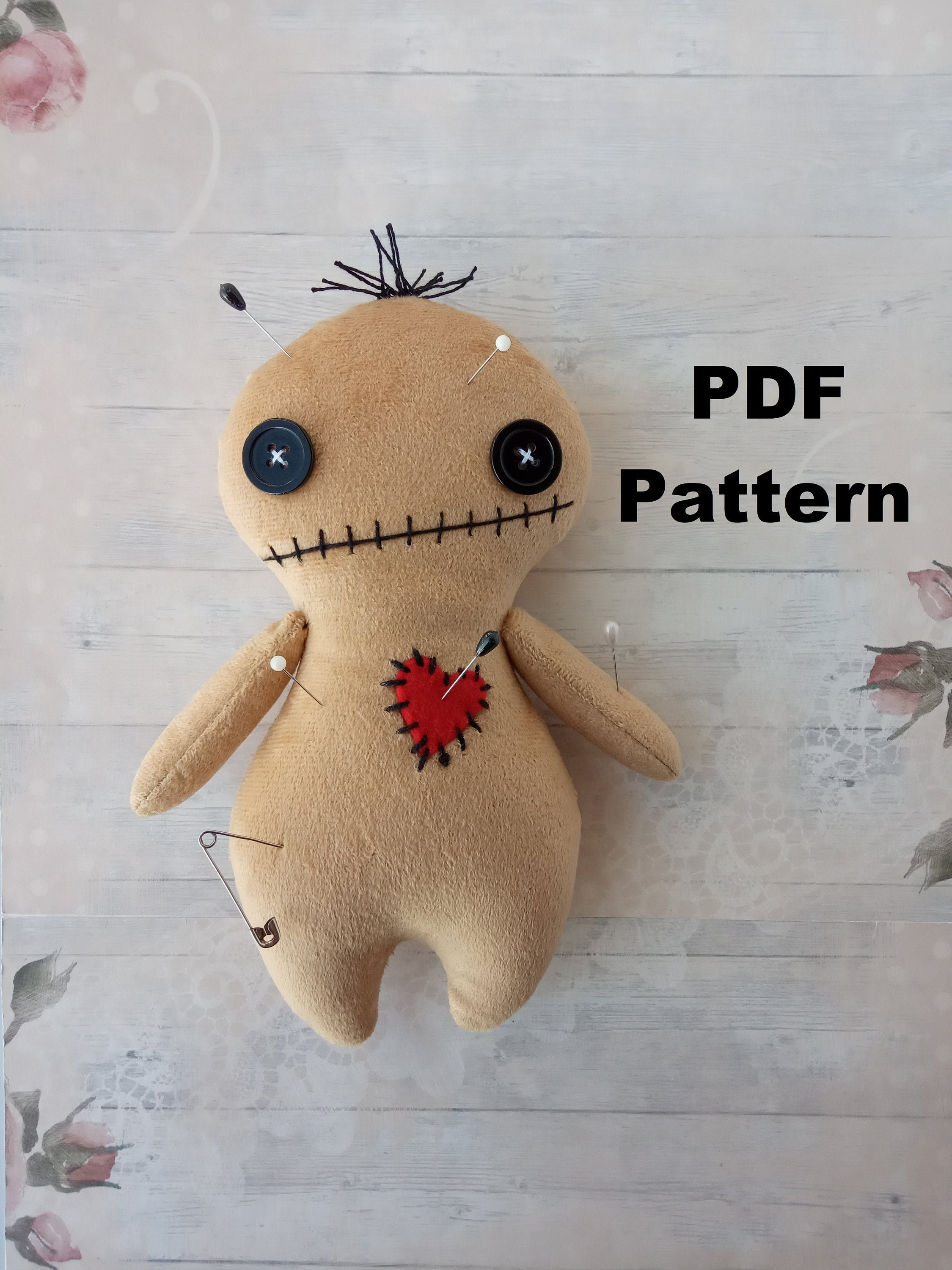 Voodoo doll sewing pattern and tutorial Creepy cute Goth doll Etsy