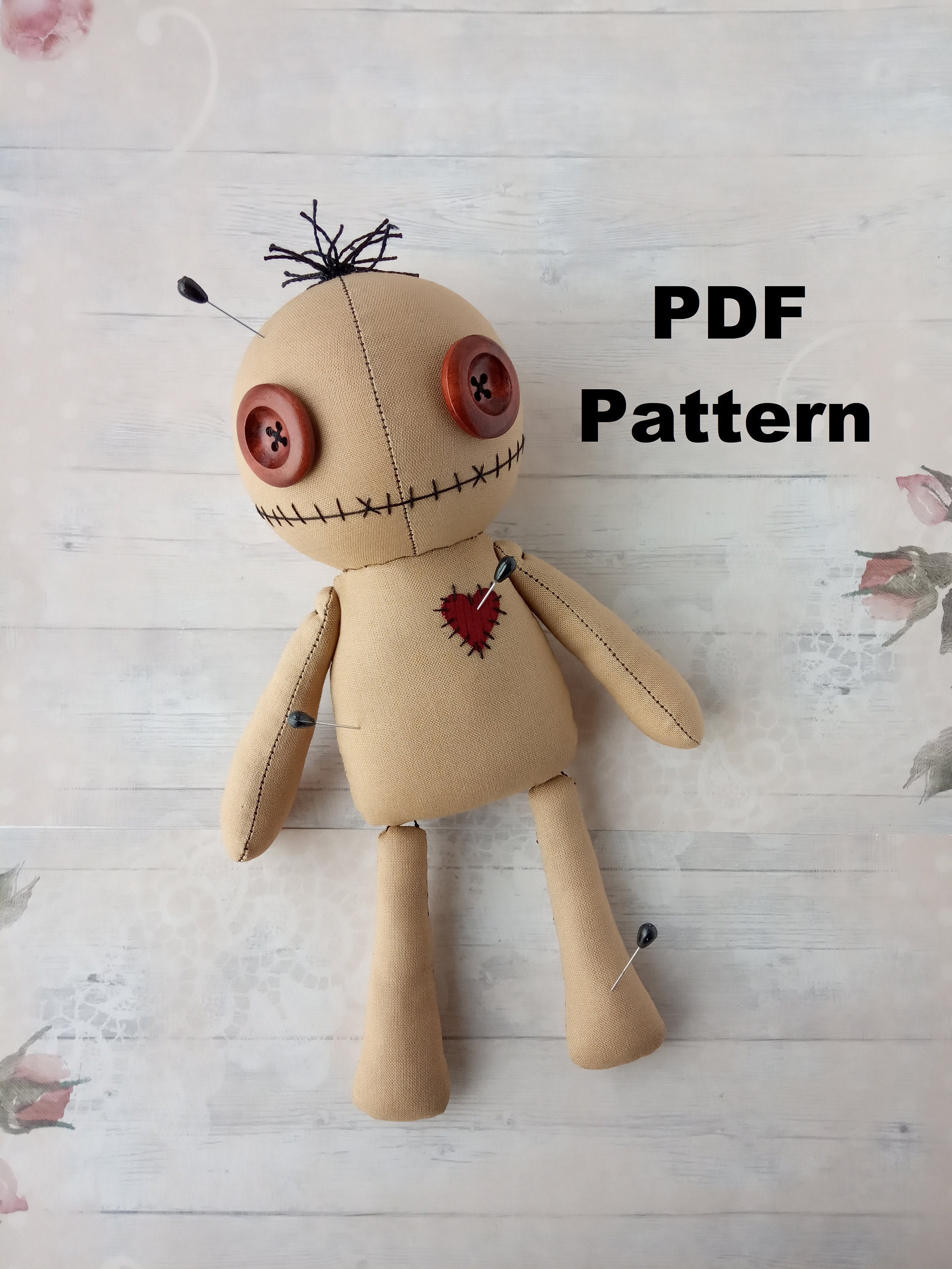 Voodoo doll sewing pattern Goth decor tutorial Creepy cute PDF Etsy