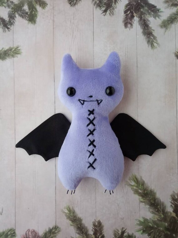 Creepy Cute Plush Bat Pastel Goth Decor Stuffed Bat Cute Plushie Halloween Decor Bat Doll