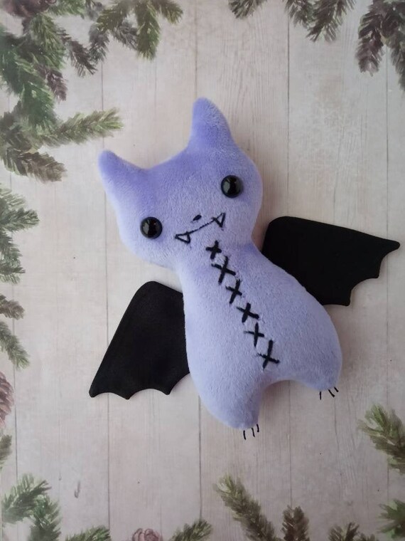 Creepy Cute Plush Bat Pastel Goth Decor Stuffed Bat Cute Plushie Halloween Decor Bat Doll