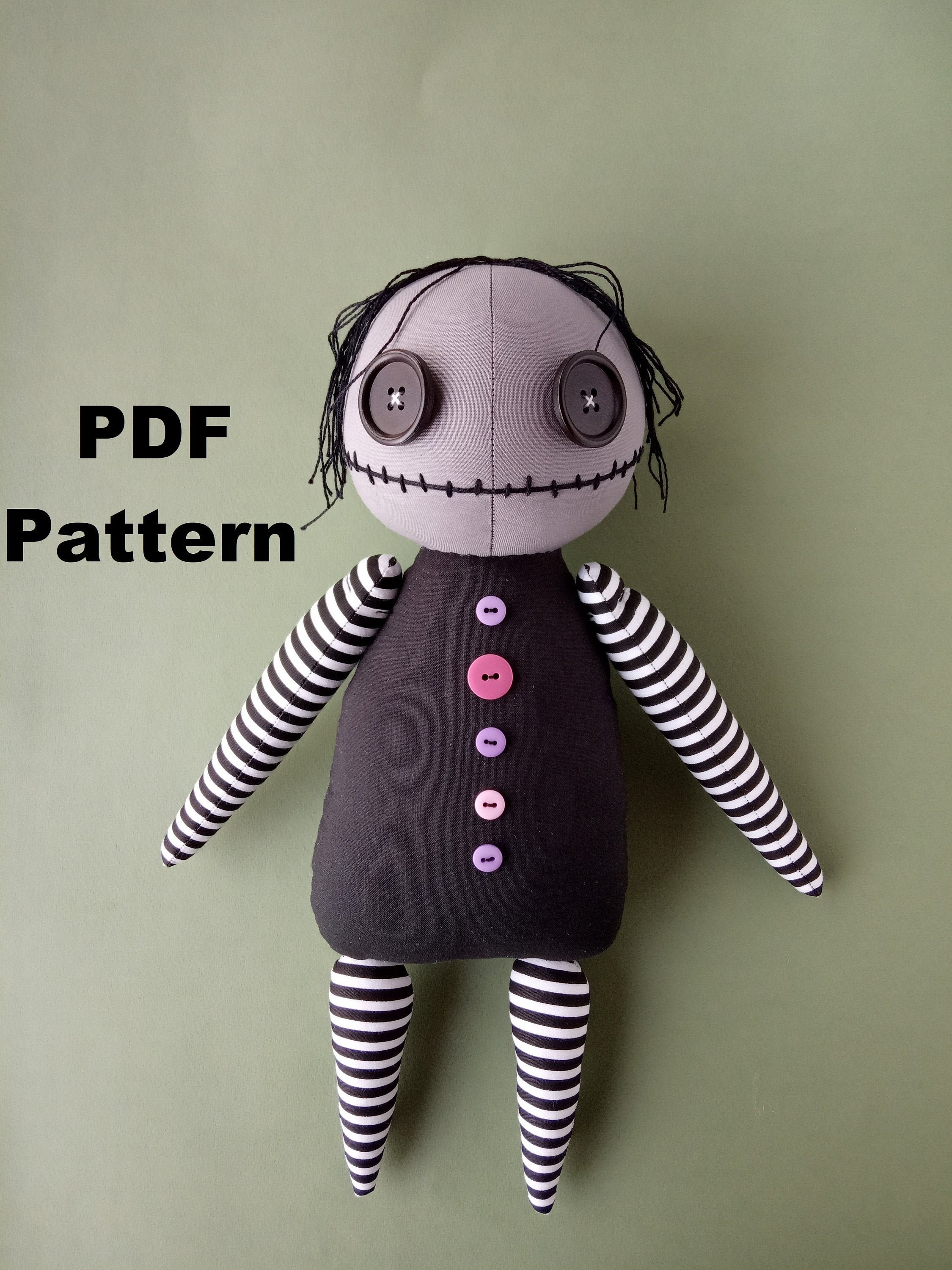 Creepy cute doll sewing pattern PDF Spooky stuffed toy | Etsy