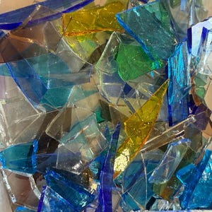 1/2 lb Stained Glass Pieces and Shards: Colorful Mosaic Pieces for Crafts & DIY Art transparent colormix