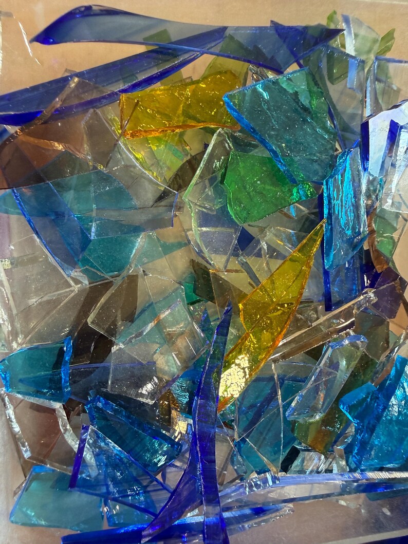 1/2 lb Stained Glass Pieces and Shards: Colorful Mosaic Pieces for Crafts & DIY Art transparent colormix